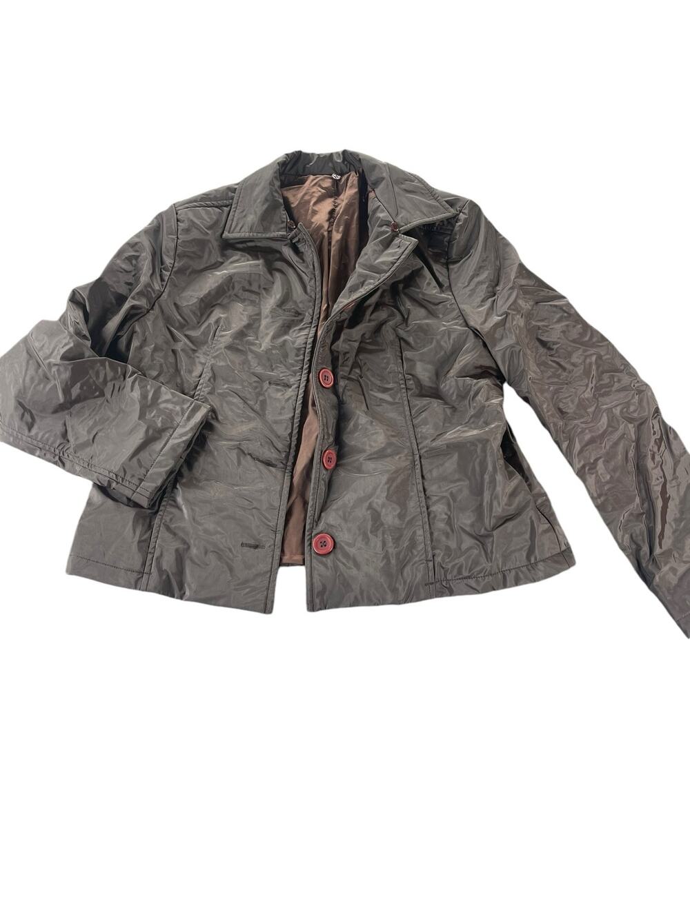 Girls Brown Red Button Down Polyester Jacket Coat Youth